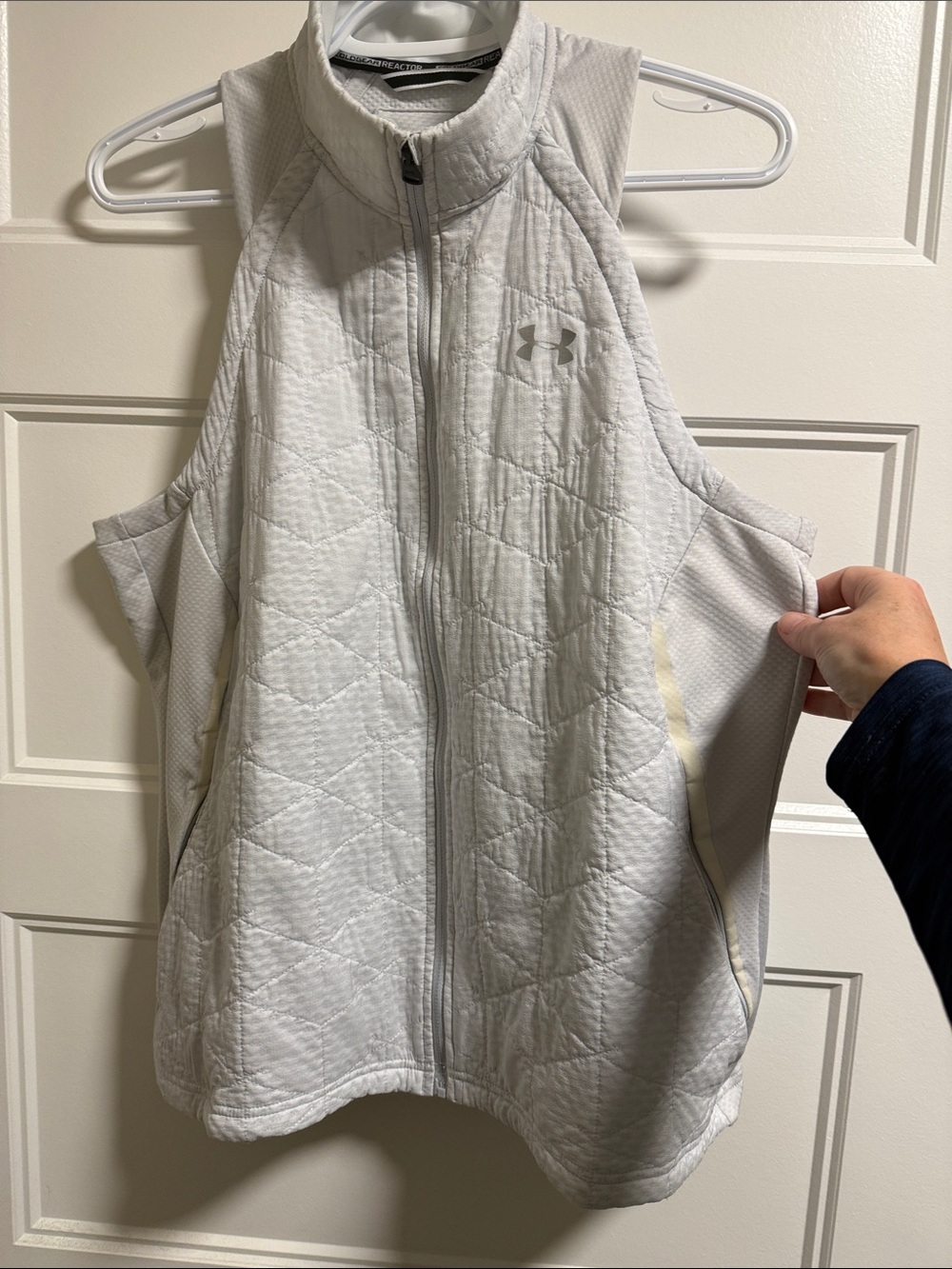 Under Armour Light Grayish white Quilted Sleeveless Zip Vest